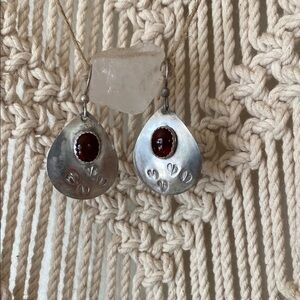 Silver and Brown Teardrop Earrings